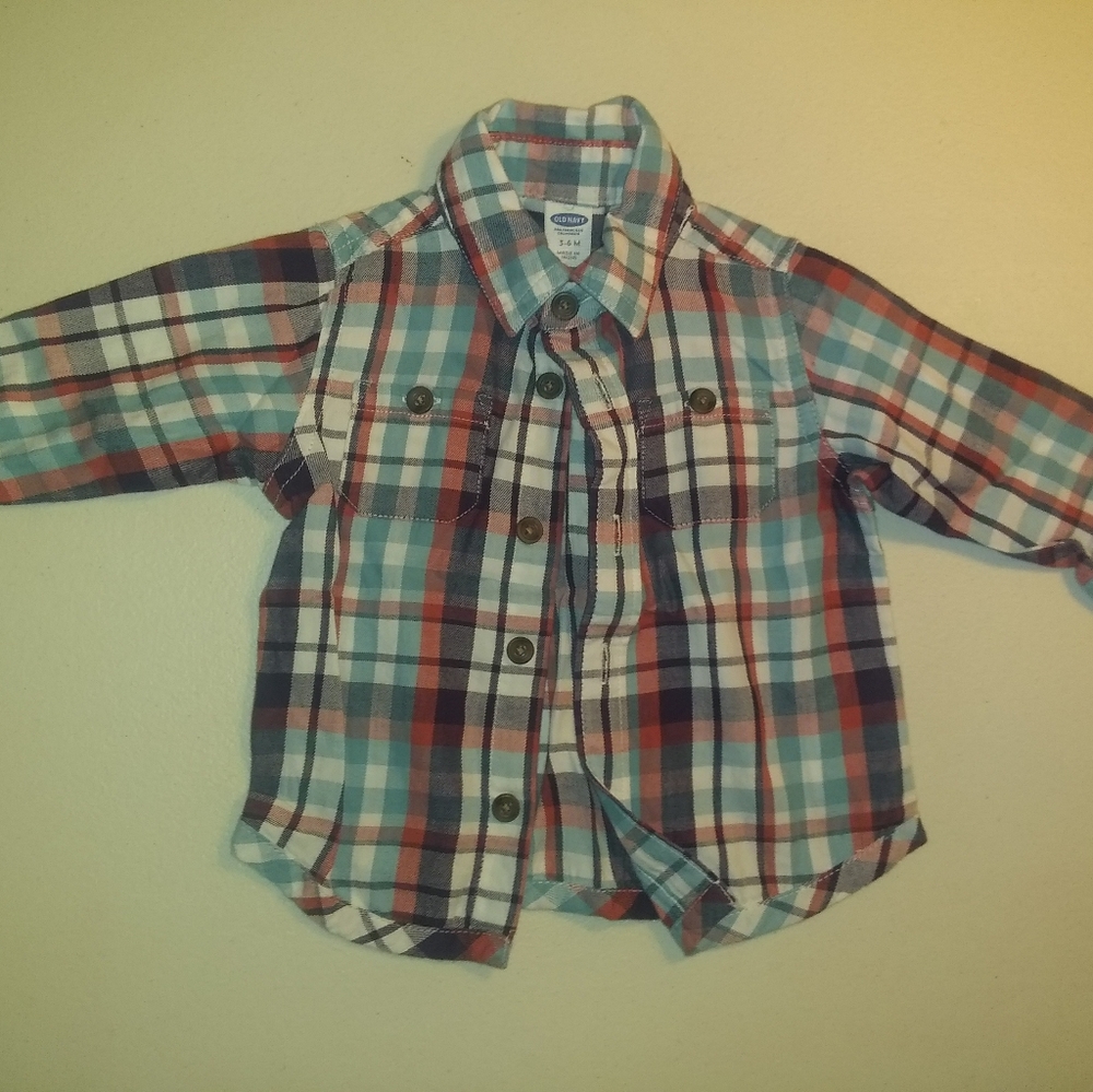 Like New Old Navy Toddler 3-6 M Plaid T Shirt